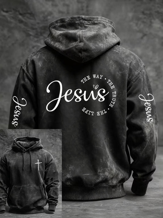 Pánské vintage art faith casual hoodie