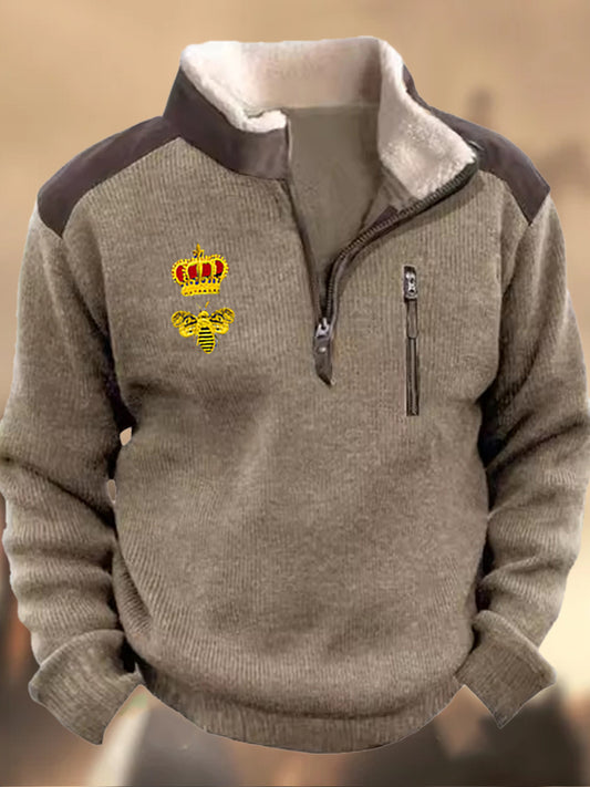 Pánské henley stánek golier retro příležitostné podnikání zips sportovní mikina