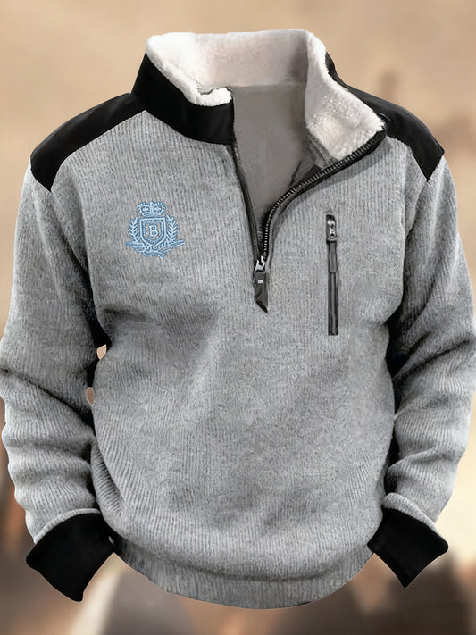 Pánské henley stánek golier retro příležitostné podnikání zips sportovní mikina