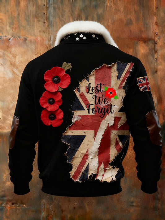 Den paměti pánů "zapomeňte na mě" poppy fur collar sweatshirt