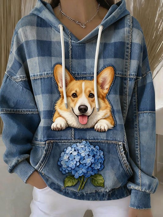 Ženy vintage animal art print casual retro hoodie