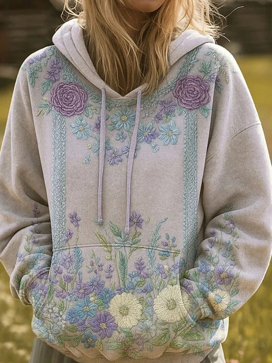 Dámské vintage bohémský patchwork floral casual hoodie