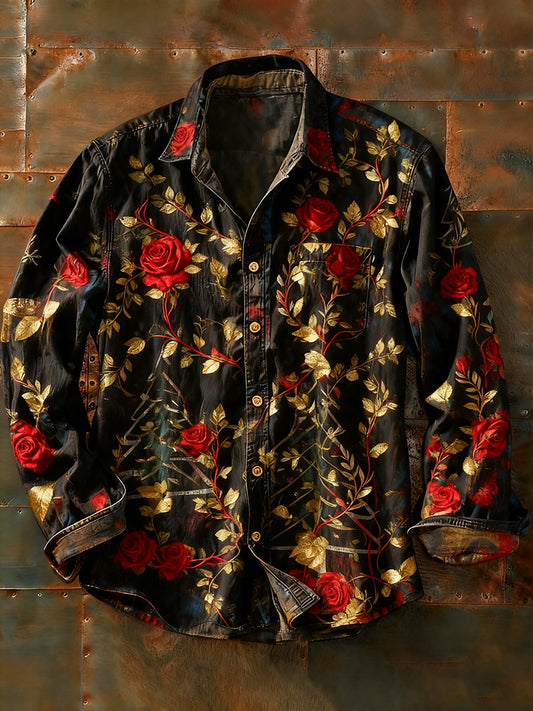 Pánské retro abstraktní art print příležitostné tričko s dlouhým rukávem