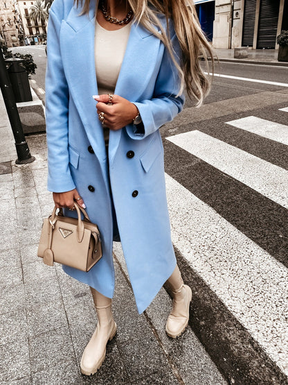 Dámské retro s dlouhými rukávy oblek golier dvojprsou kabát