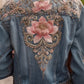Ženské vintage květinové umění džínsová bunda