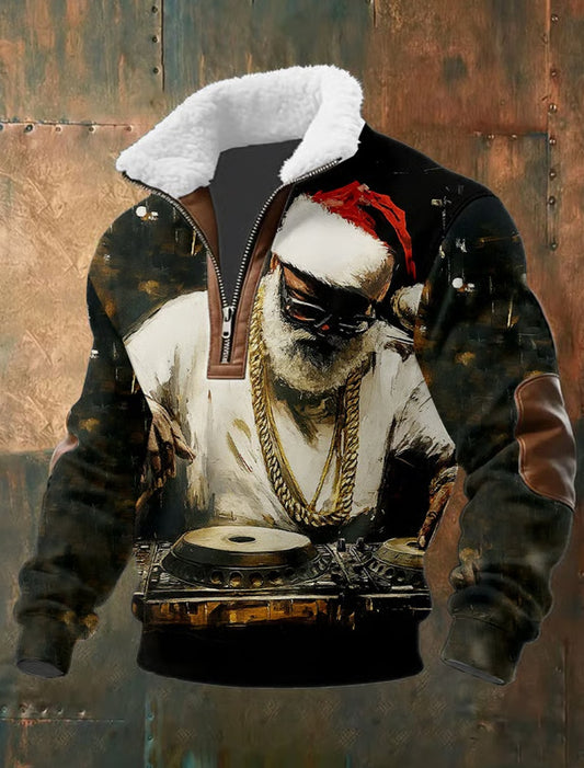 Pánské vintage vánoční umění casual sweatshirt