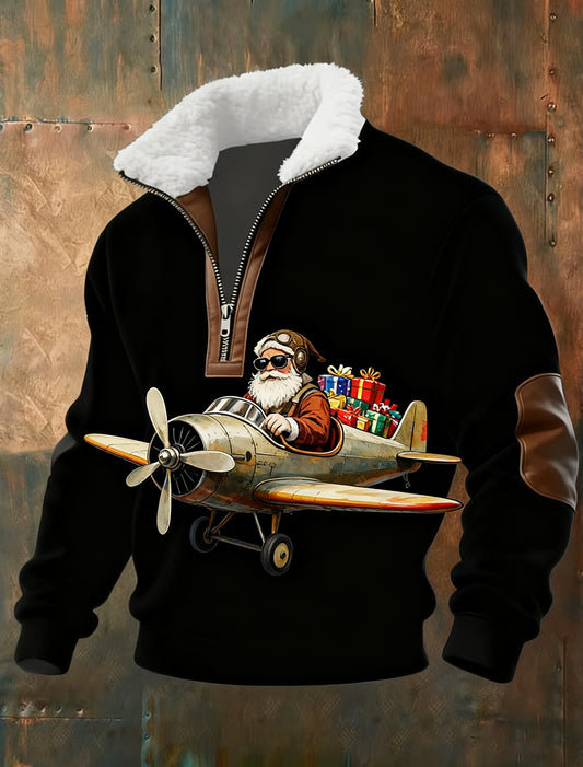 Pánské vintage vánoční umění casual sweatshirt
