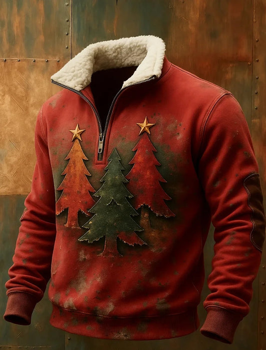 Pánské vintage vánoční umění casual sweatshirt