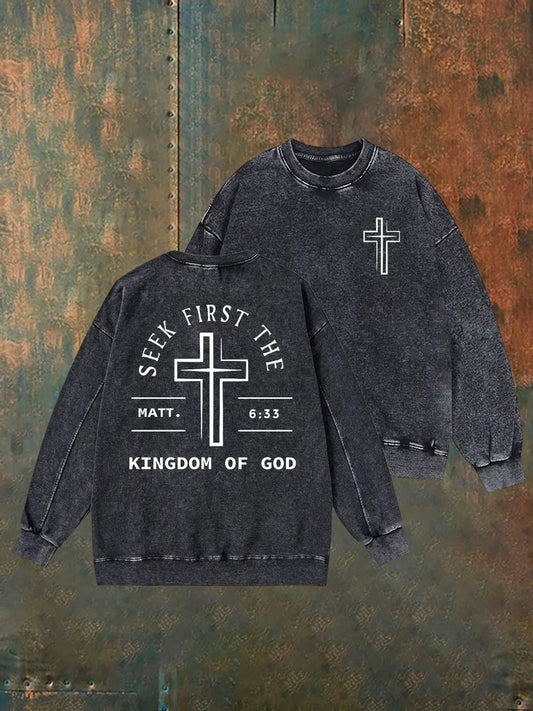 Pánské vintage znepokojená křesťanská příležitostná mikina