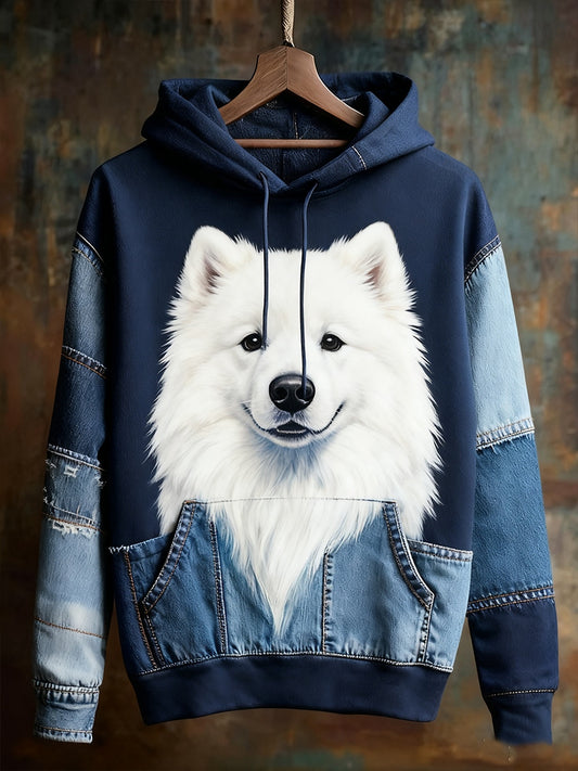 Unisex animal art print casual vintage hoodie