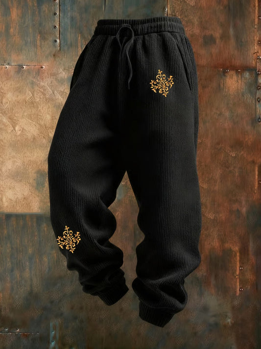 Pánské retro vintage print business loose casual pants