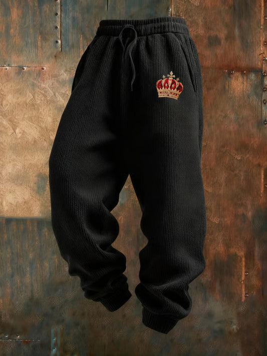 Pánské retro vintage print business loose casual pants