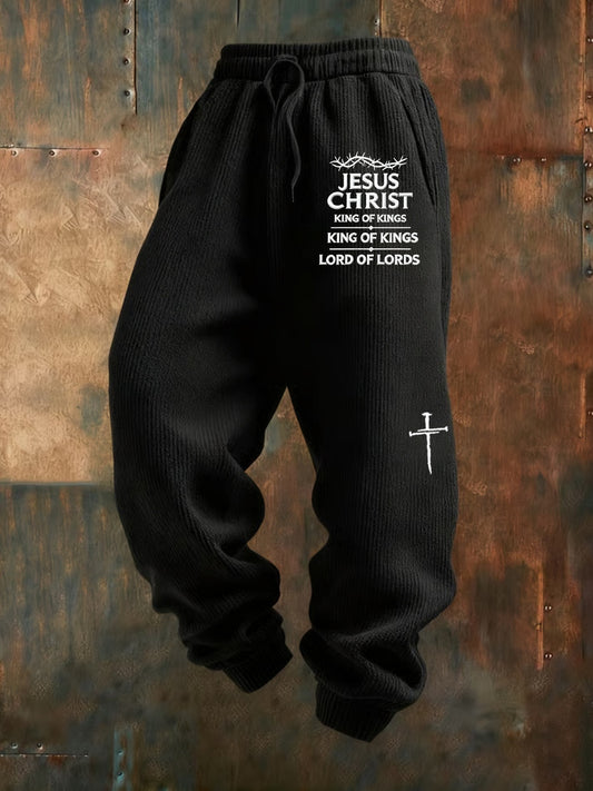 Pánské retro faith print loose casual pants