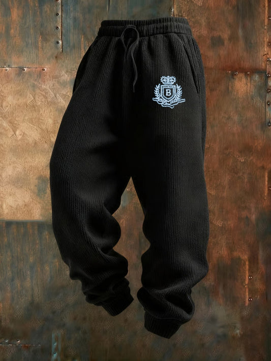 Pánské retro vintage print business loose casual pants