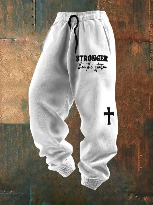 Pánské retro faith print loose casual pants