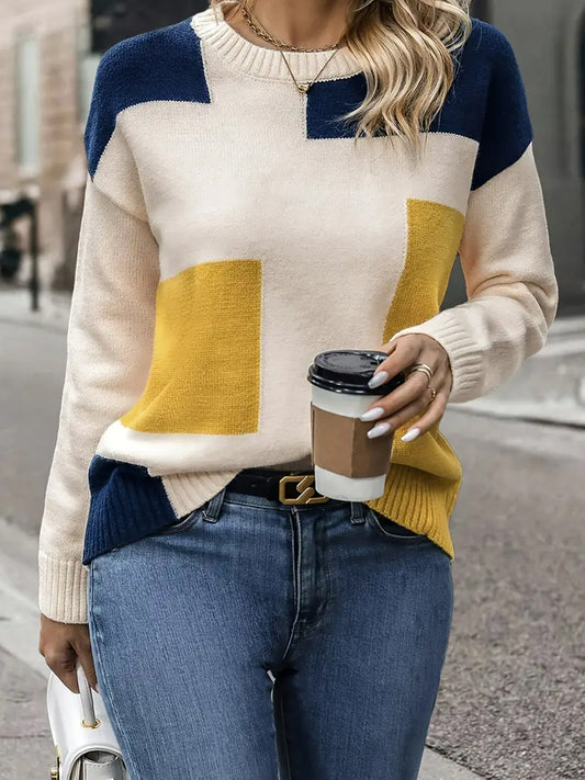 Dámské vintage vánoční umění tisk pohodlné příležitostné svetr