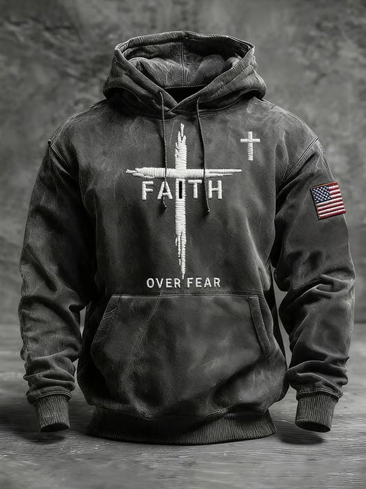 Pánské vintage art faith casual hoodie
