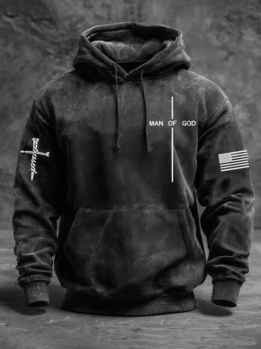Pánské vintage art faith casual hoodie