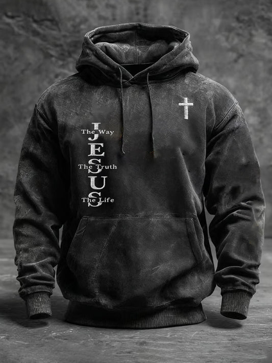 Pánské vintage art faith casual hoodie