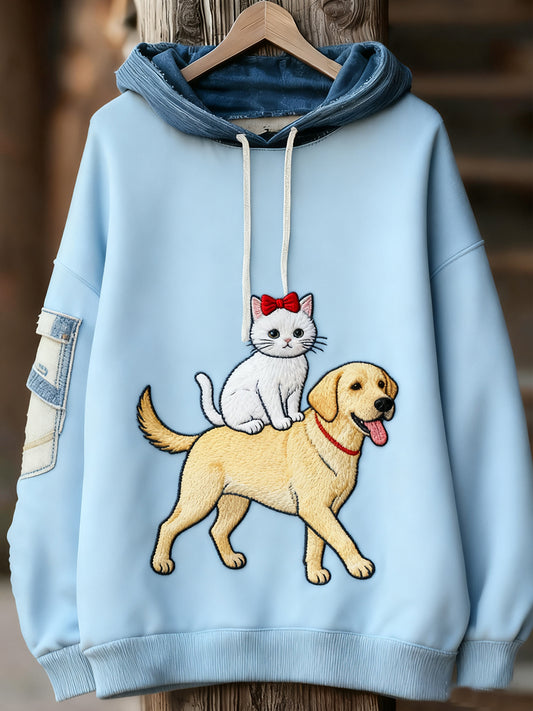 Unisex animal art print casual vintage hoodie