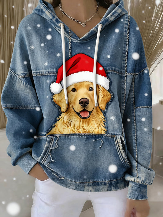 Ženy vintage animal art print casual retro hoodie