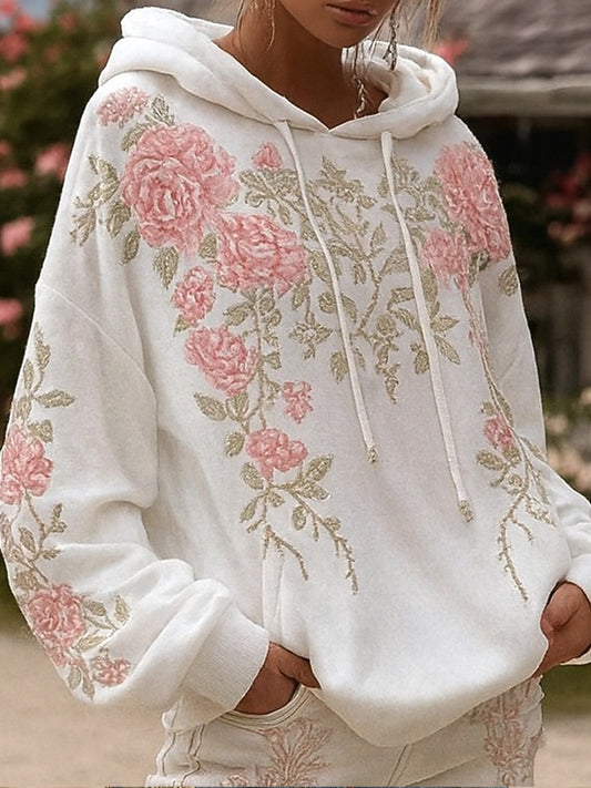 Dámské vintage bohémský patchwork floral casual hoodie