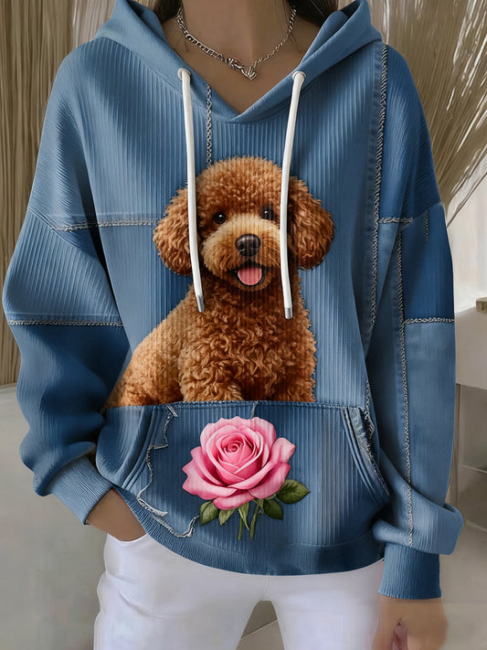 Ženy vintage animal art print casual retro hoodie