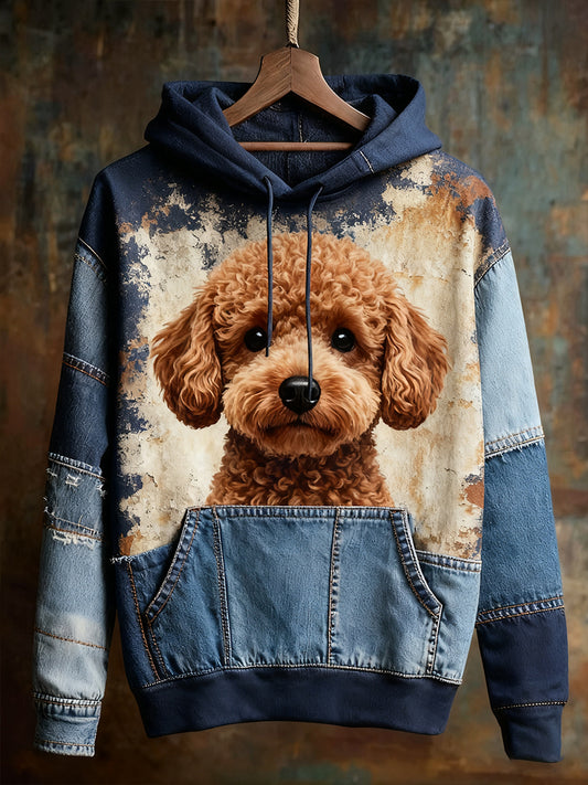 Unisex animal art print casual vintage hoodie