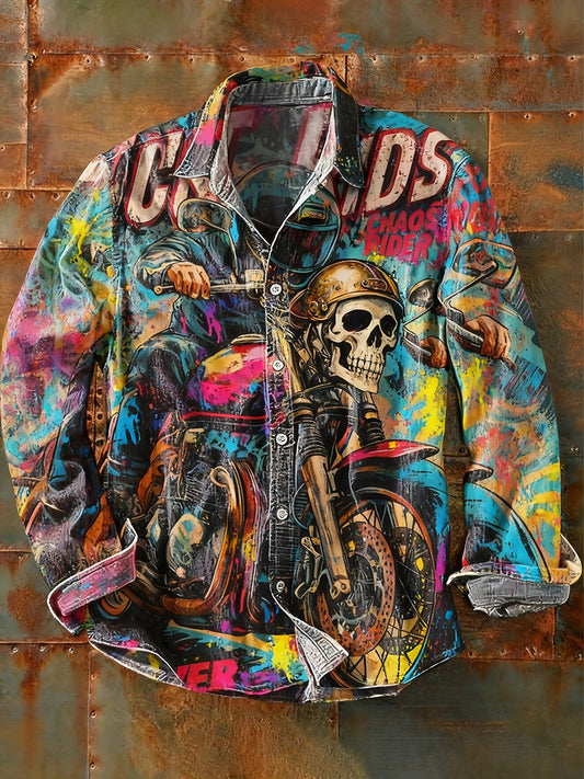 Pánské retro abstraktní art print příležitostné tričko s dlouhým rukávem