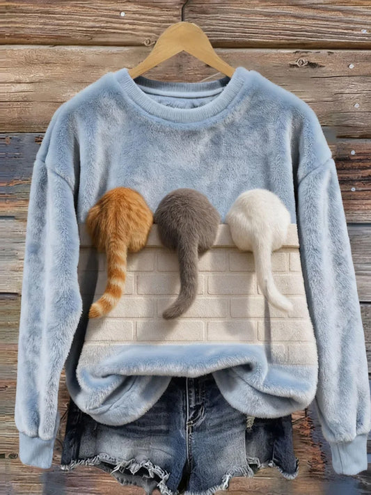 Dámské retro animal art print casual flanel top