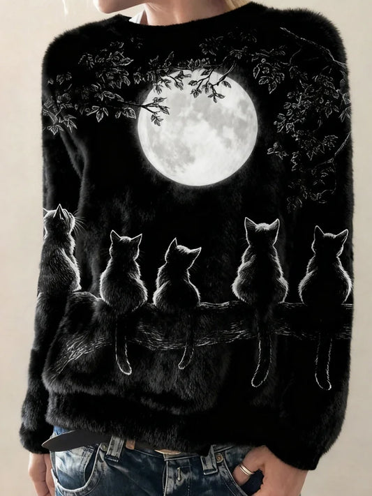 Dámské retro animal art print casual flanel top