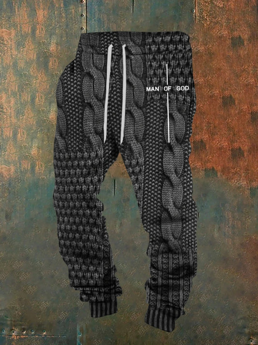 Pánské retro faith print loose casual pants