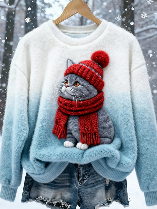 Dámské retro animal art print casual flanel top