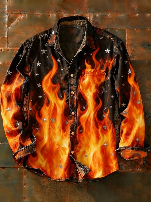 Pánské retro abstraktní art print příležitostné tričko s dlouhým rukávem