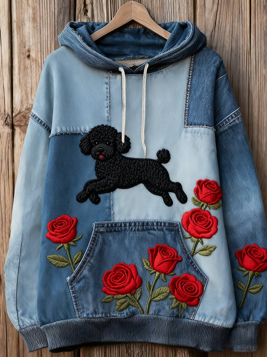 Unisex animal art print casual vintage hoodie