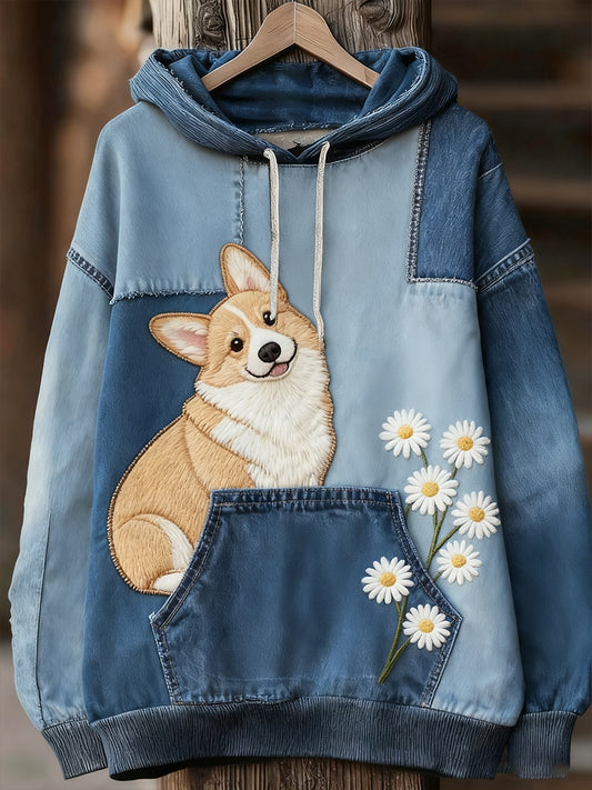 Unisex animal art print casual vintage hoodie