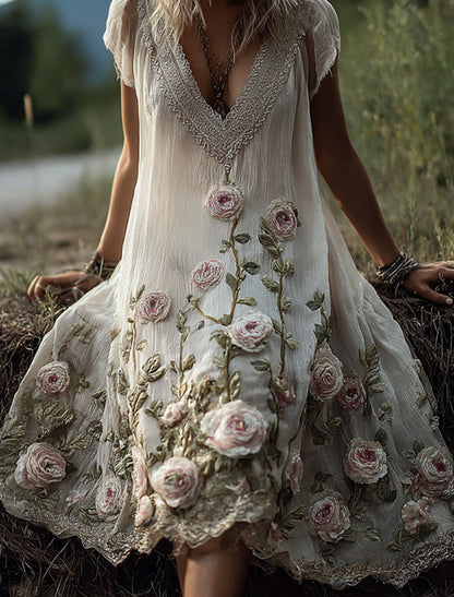 Dámské retro bohémské květinové šaty