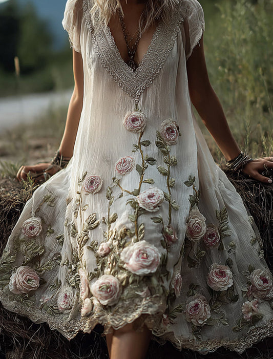 Dámské retro bohémské květinové šaty