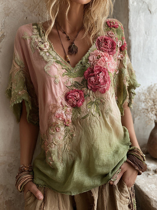 Dámské retro bohémské květinové top